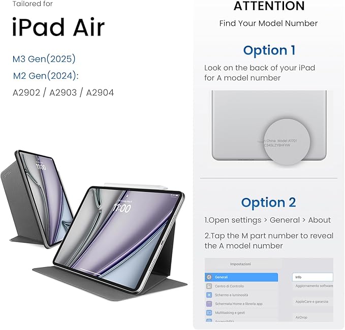 tomtoc iPad Air Detachable Folio Case for 2025 New 11 Inch iPad Air M3&ampM2 Separable Slim Protective Panel &amp 4-Modes with Ultra-Light Fiberglass Material Support Apple Pencil Pro &amp Auto W
