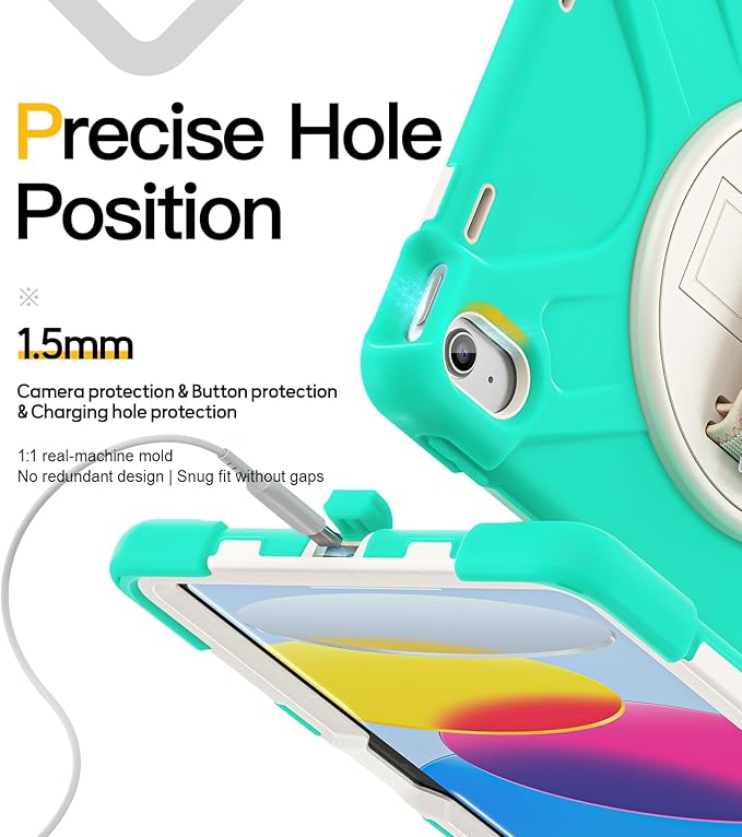 BRAECN for iPad (A16) 11th/10th Generation case 11/10.9 inch 2025/2022 Heavy Duty Shockproof Protective with Pencil Holder Screen Protector 360°Rotating Stand Handle &amp Shoulder Strap Full Body Cov