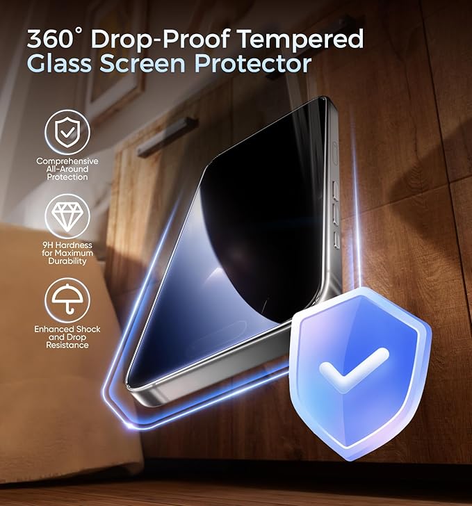 MAGIC JOHN 3rd Gen Upgraded for iPhone 16 Pro Privacy Screen Protector 6.3 Inch 25°Anti-Spy Screen Shockproof Tempered Glass Auto Dust-Removal Bubble Free Easy Installation 2 Pack