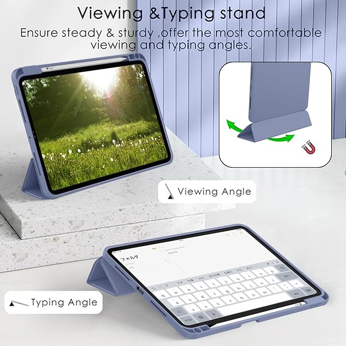 ZryXal New iPad Pro 13 Inch Case (M5) 2025 / (M4) 2024 with Pencil Holder Smart iPad Case [Support Pencil Pro and Pencil (USB-C)] Support Touch ID and Auto Wake/Sleep (New Lavender)