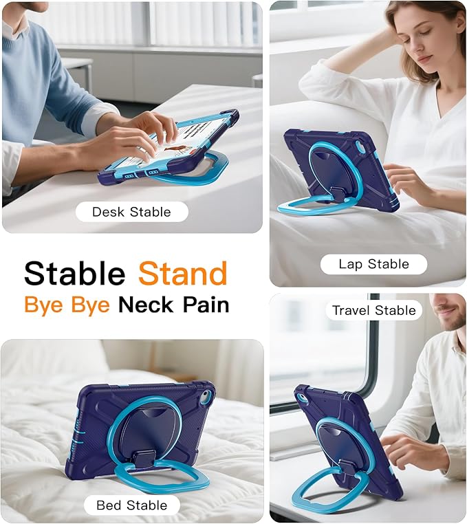 BATYUE for iPad mini 5/4 7.9 Inch Case (2019/2015) Heavy Duty Protective Cover with 360° Kickstand Detachable Shoulder Strap &amp Pencil Holder for Business &amp Bulk Orders - Navy Blue