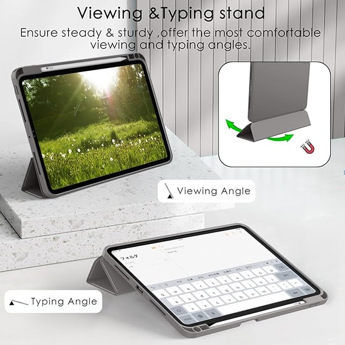 ZryXal iPad Pro 11 Inch Case (M5) 2025/ (M4) 2024 (Model: A2836/A2837/A3006) Trifold Stand Smart Cover with Pencil Holder and Soft TPU Back Auto Wake/Sleep (Space Gray)