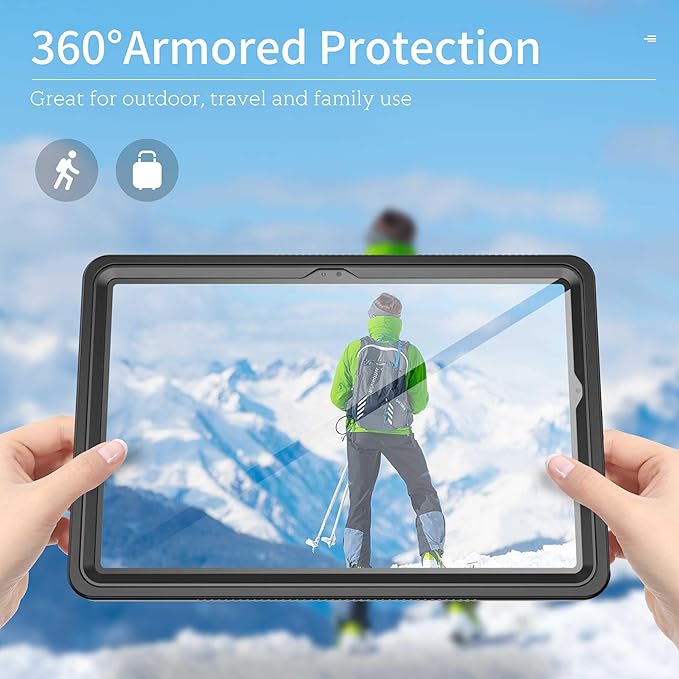 Waterproof Case for Samsung Galaxy Tab A11 Plus 11 Inch 5G 2025 CaseBuilt-in Screen Protector/Kickstand/Hand Rope/Full-Body Shockproof Protective Cover for Galaxy Tablet A11+ (Black)