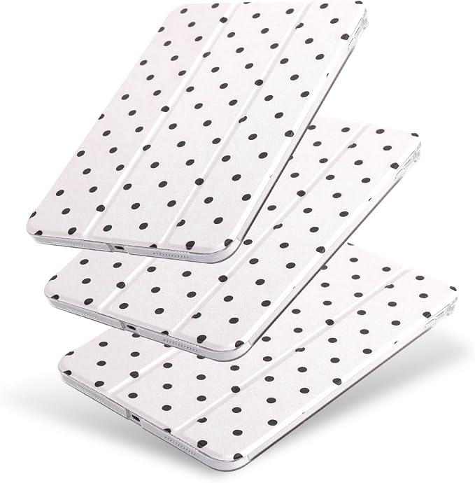 White with black Polka dots