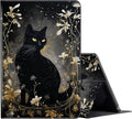 FUYOCWE for Fire Max 11 Tablet Case (13th Generation2023 Release)PU Leather Slim Adjustable Stand Smart Flip Cover for Amazon Kindle Fire Max 11 inch 13th Gen-Black Cat with Gold Floral