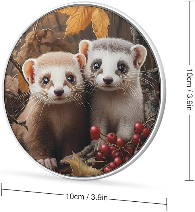 Cute Weasel Wireless Charger Anti-Slip Wireless Charging Pad Slim Charger Mat for Men Women