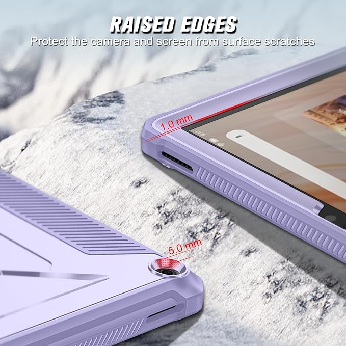 Fintie Shockproof Case for All-New Fire HD 10 Tablet (13th Generation 10.1 2023 Release) [Tuatara] Rugged Unibody Hybrid Bumper Kickstand Cover with Built-in Screen Protector Lilac Purple