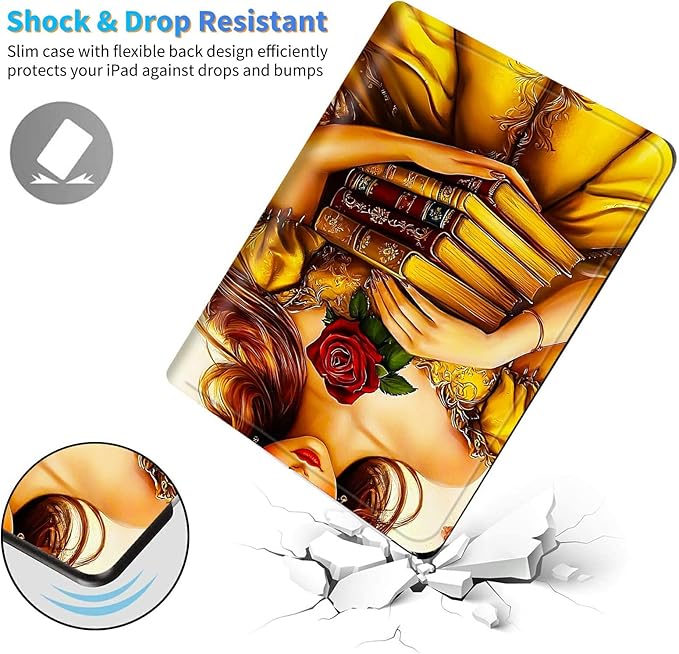 for iPad (A16) 11th Generation 11 Inch 2025/iPad 10th Generation 10.9 Inch 2022 Tablet Case Slim Kickstand Stand Leather Smart Cover with Auto Wake/Sleep Yellow Book Rose