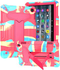 Shockproof Case for Fire HD 8 2024 2022 (12th Generation) Techcircle Heavy Duty 3-Layer Bumper Defender Rugged Case with Multi-Angle Kickstand Hybrid Cover for HD 8/8 Plus 2022/2024 Camo Rose