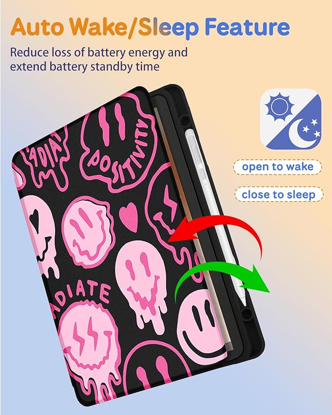 Kidcube for Kindle Fire HD 10/10 Plus Tablet Case - 13th/11th Generation (2023/2021) 10.1 Women Girls Teen Cute Fun Cool Design Rotating Stand Pencil Holder Folio Cases for Amazon Fire HD 10/10 Plus