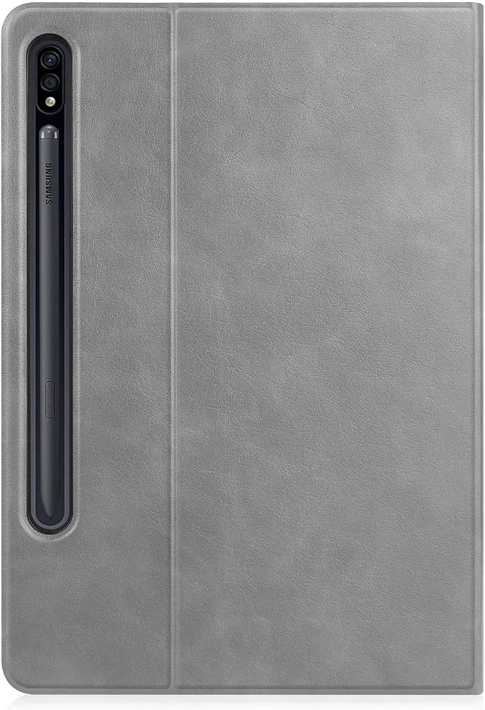 12.4 Inch Case for Samsung Galaxy Tab S8 Plus/S8+ 2022/S7 FE 2021/Tab S7 Plus/S7+ 2020 (SM-X800/T730/T970) with S Pen Holder &amp [Auto Wake/Sleep] Premium PU Leather Folding Stand Cover Gray