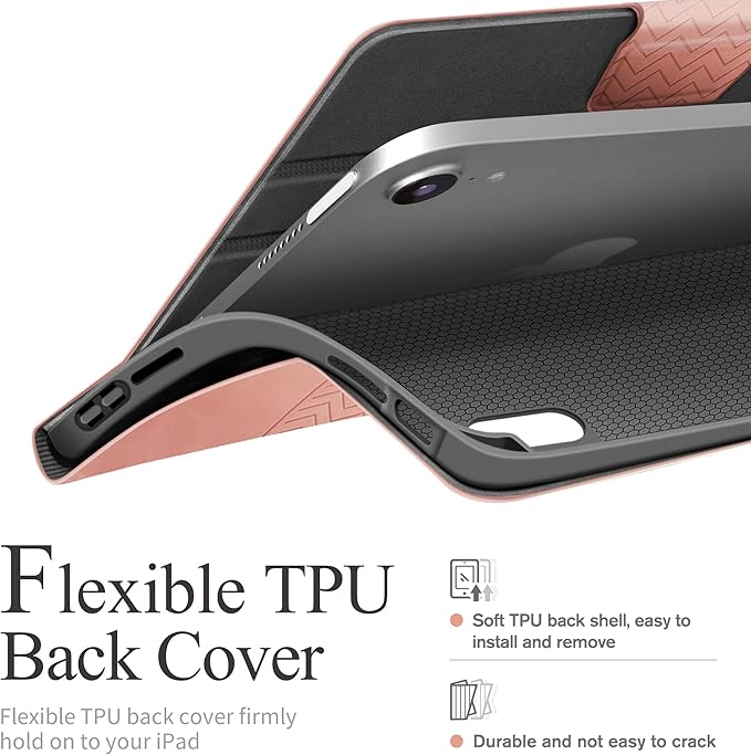 auaua Case for iPad mini 7 (A17 Pro 2024) / iPad mini 6 Case (2021) 8.3 inch with Pencil Holder Multiple Viewing Angles Magnetic Closure Auto Sleep/Wake (Pink)