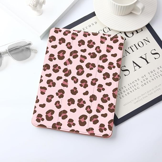 JOYLAND for iPad (A16) 11th Gen 11 Inch 2025iPad 10th Generation Case 10.9 Inch 2022 with Pencil Holder-Auto Wake/SleepPink Leopard Print Cover Anti-Scratch Shockproof Premium Folio Stand CasePink