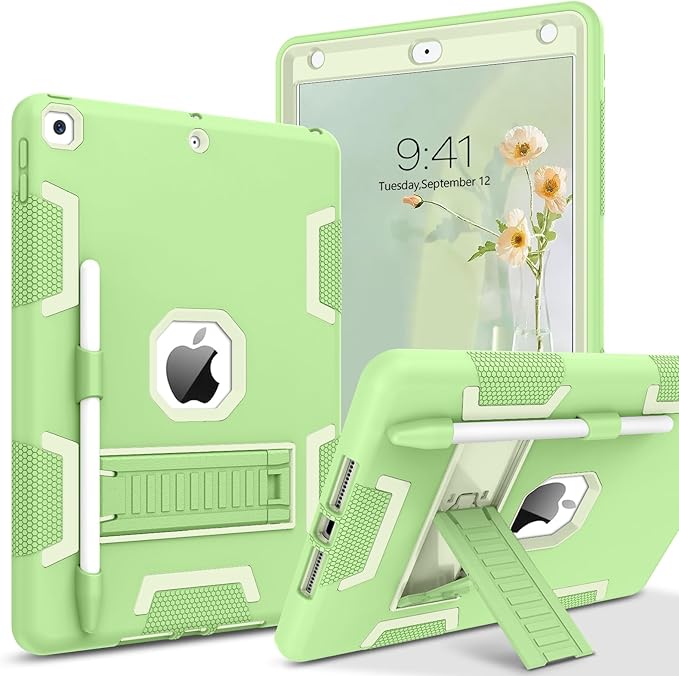 BENTOBEN Case for iPad 9th/8th/7th Generation 3 in 1 Heavy Duty Rugged Shockproof Protective Cover with Stand Pen Holder Matcha