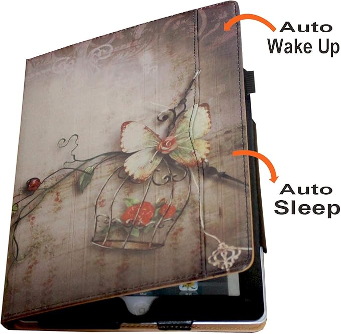 Case for iPad 10.2 9th/8th/7th Generation Multi-Stand Folio Smart Cover with Pocket Auto Wake Up/Sleep for 2021/2020/2019 A2602 A2603 A2604 A2270 A2428 A2429 A2197 A2200 (Butterfly Flower)