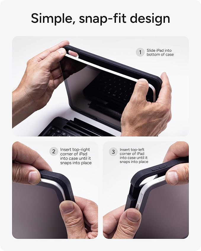 ZAGG Rugged Book Detachable Case with Magnetic-Hinged Backlit Keyboard for iPad Air/Air 2/9.7/9.7 Pro - Multi-Device Bluetooth Pairing - USB-C to USB-C Cable Included Black