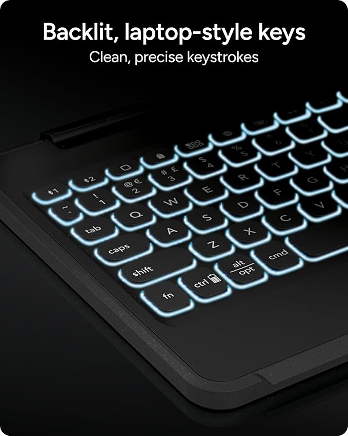 ZAGG Rugged Book Detachable Case with Magnetic-Hinged Backlit Keyboard for iPad Air/Air 2/9.7/9.7 Pro - Multi-Device Bluetooth Pairing - USB-C to USB-C Cable Included Black