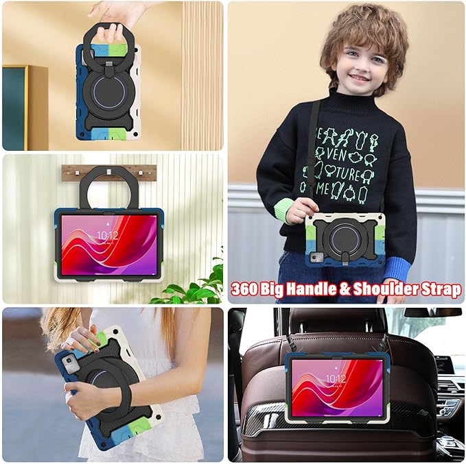 ROISKIN Case for Lenovo Tab M11 / K11 (TB-330FU/TB-330XU) 11 inch Drop-Proof Protection Cover with 360° Rotate Stand &amp Handle &amp Screen Protector &amp Shoulder Strap &amp Kids Friendly