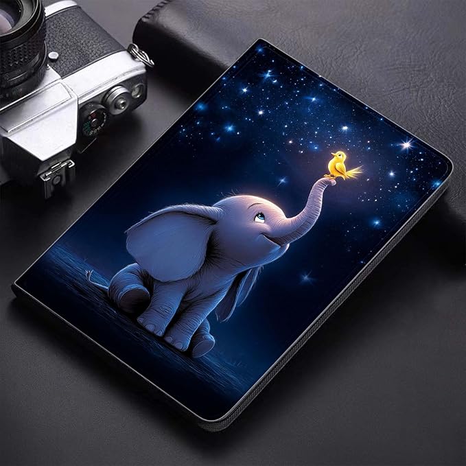 Case for Samsung Galaxy Tab A11+ / Tab A9+ 11 Inch 2025/2023Slim Protective LeatherAuto Wake/SleepAdjustable Viewing Angle Stand.Starry Sky Elephant Bird