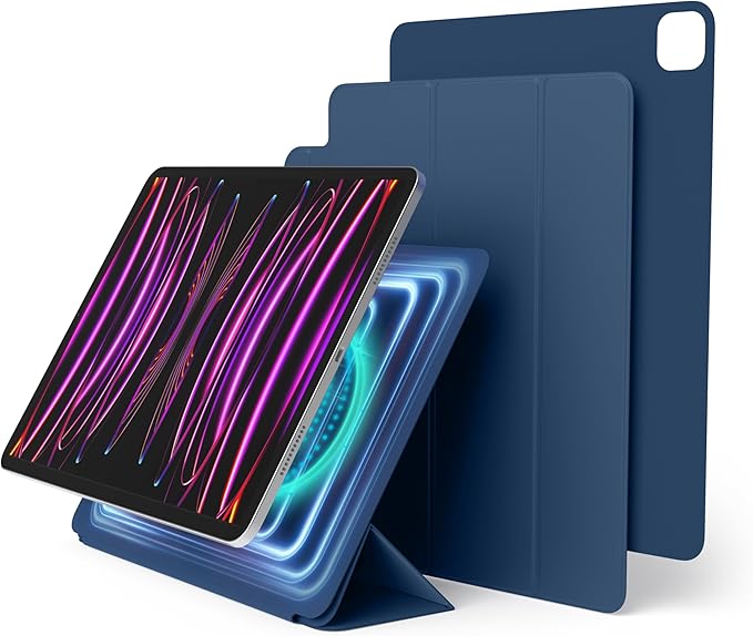elago Case for iPad Air 13(M4 M3 M2) / Pro 12.9(3rd 4th 5th 6th) -iPad Case with Magnetic Attachment to Metal MaterialsCompatible with Apple iPad Pencil and elago’s Pencil case (Blue)