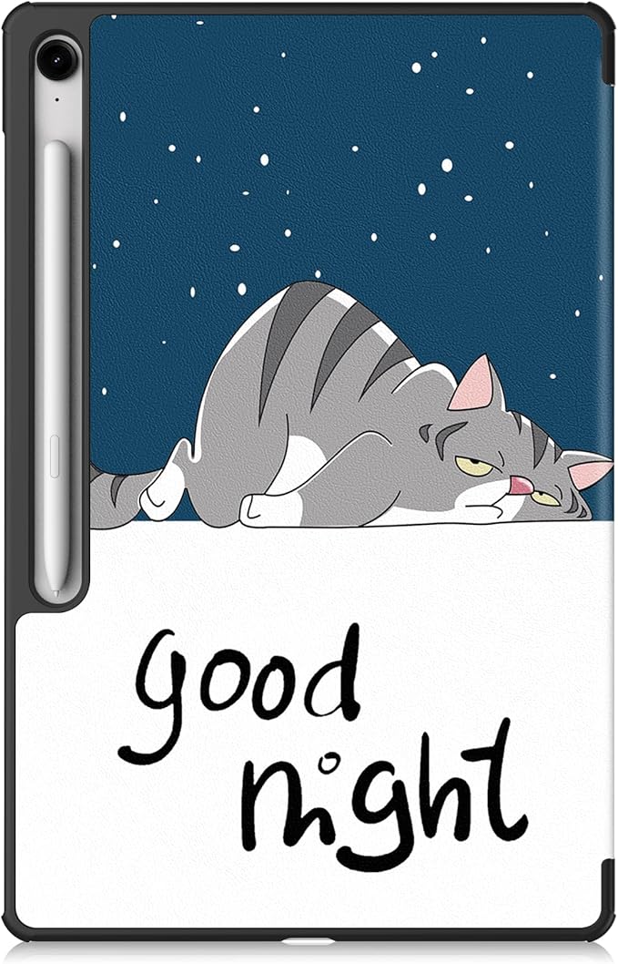 Case for Samsung Galaxy Tab S10 FE+/S10 FE Plus 13.1 Inch 2025 Model (SM-X620/SM-X626B) Tri-Fold Stand Smart PU Leather &amp Hard Back Shockproof Cover with Auto Wake/Sleep Lazy Blue Cat