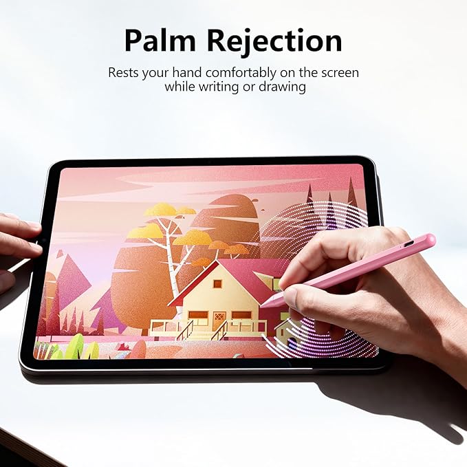 Stylus Pen for iPad 6th-11th Generation-2X Fast Charge Active Pencil Compatible with 2018-2026 Apple iPad Pro 11/12.9/M4 iPad Air 3/4/5/M2/M3/M4iPad mini 5/6/7 Gen-Pink