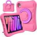 Kids Case for iPad mini 7 (A17 Pro) 2024 / Mini 6th Gen 2021 8.3 inch – Lightweight Flexible Shockproof Rotating Stand Handle Rugged Cover for iPad mini 7th 6 Generation Girls Boys Pink