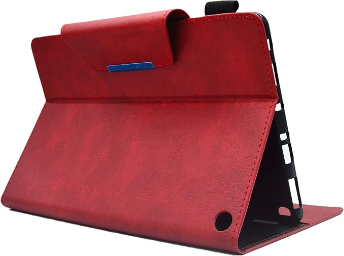 Folio Case for Amazon Kindle Fire HD 8/Fire HD 8 Plus (12th/10th Generation 2024/2022/2020) 8 UUcovers PU Leather Magnetic Smart Cover with Stand/Pencil Holder/Pockets [Auto Sleep/Wake] Red