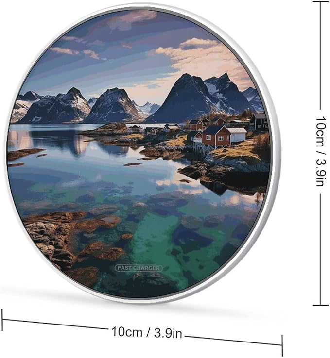 Norway Islands Wireless Charger Fast Wireless Charging Pad with USB Cable 10W Anti-Slip Magnetic Wireless Charger Portable Slim Charger Puck Travel Charging Station