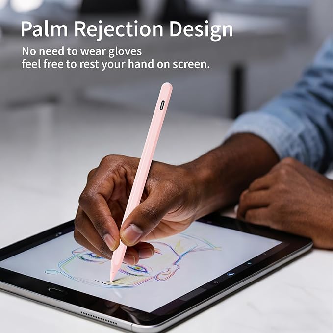 Apple Pencil : Fast Charging Palm Rejection Tilt Sensitive Pixel Precision Good for iPad 6-11 Generation iPad Pro 11/12.9/M4/M5 iPad Air 3/4/5/M2/M3iPad mini 6/5 Pink