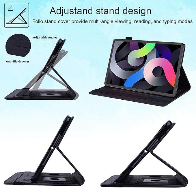 Case for Samsung Galaxy Tab S10 FE+/S10 FE Plus 13.1 Inch 2025 Model (SM-X620/SM-X626B) with Pencil Holder/Pocket/Card Slots Folio Stand PU Leather TPU Back Shockproof Wallet Cover Black
