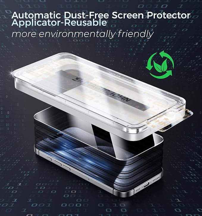 MAGIC JOHN 3rd Gen Upgraded for iPhone 15ProMax Screen Protector 6.7 InchHD ClearShatterproof Tempered FilmAuto Dust-EliminationBubble FreeEasy Installation2 Pack