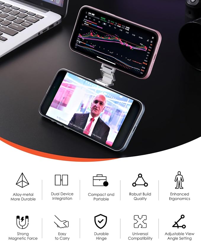 Twins Carry: Magnetic Dual-Phone Holder for iPhone &amp Android | Lightweight Solution for Professionals Travelers &amp Gamers | Manage 2 Mobile Phones for Work Personal Use (Silver General)