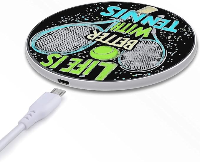 Life is Better with Tennis Phone Charger Magnetic Charging Pad Anti-Slip with USB Cable