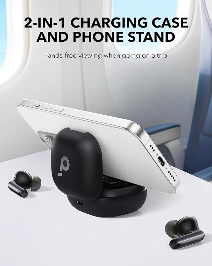 Soundcore P40i by Anker Noise Cancelling Wireless Earbuds Adaptive Noise Cancelling to Environments Heavy Bass 60H Playtime 2-in-1 Case and Phone Stand IPX5 Wireless Charging Bluetooth 5.3