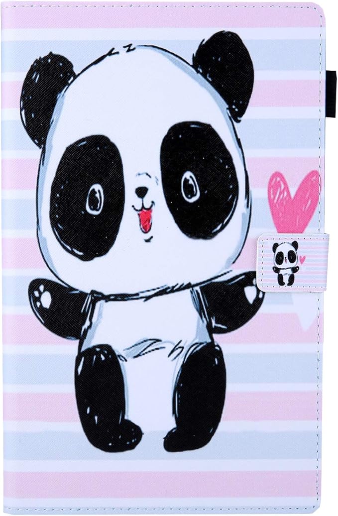 Folio Cover for Fire HD 8 6th/7th/8th Gen Slim Folding Stand PU Leather Protective Wallet Case with Auto Sleep/Wake for Old Amazon Fire HD 8 Tablet 2016/2017/2018 Panda Stripe