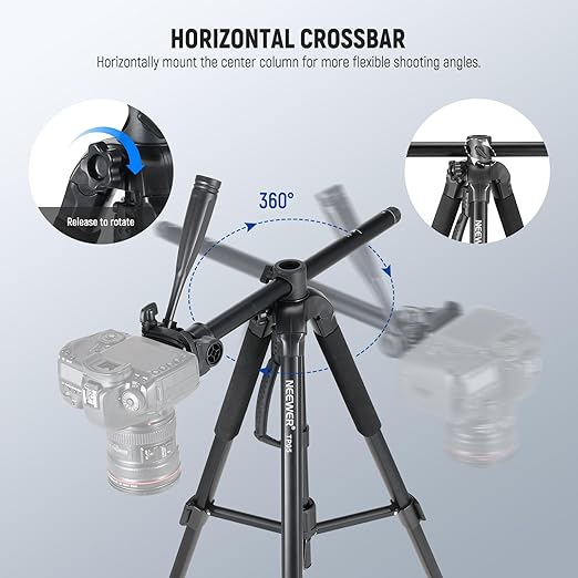 NEEWER Basic 74 Video Tripod Monopod 3 Way Pan Tilt Head Remote Overhead Camera Mount Horizontal Central Axis Phone Holder Compatible with iPhone DSLR Telescope Projector Max Load 17.6lb TP05
