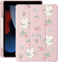 Cute Kawaii Bunny Strawberry for iPad Pro 11 Inch Case 4th/3rd/2nd Generation 2022/2021/2020 with Pencil Holder Auto Sleep/Wake Pink Leather Soft TPU Back Cover