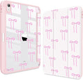 CISSOOK Compatible with iPad 11 Inch 2025 (A16) Case /10.9 inch iPad 10th 2022 with Apple Pencil Slot Auto Wake/Sleep White Base with Pink Bow Shockproof Cover