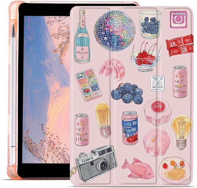 Vintage Collage Case for iPad Pro 11 Inch M5 2025/M4 2024 Cute Aesthetic Design Leather Protective Case Foldable Soft Back Cover with Pencil Holder