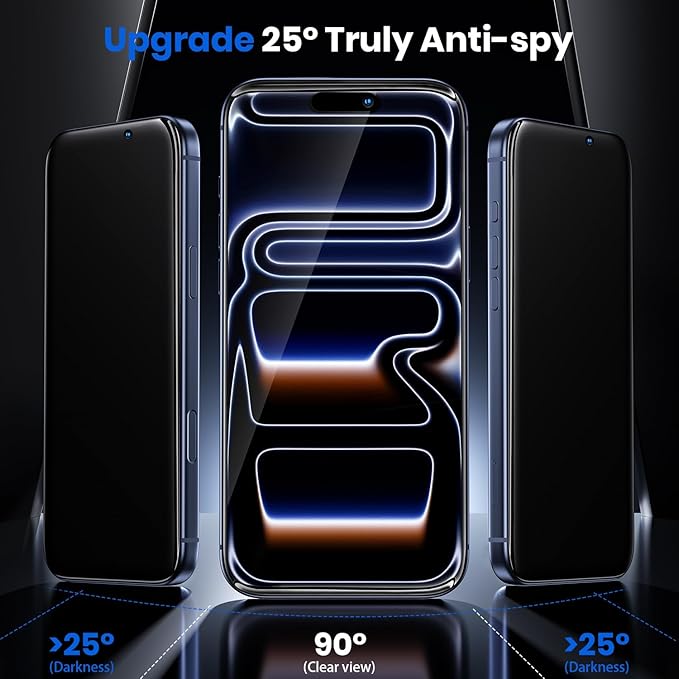 WSKEN for iPhone 17 Pro Max Privacy Screen Protector - 3D Full Coverage 24° Anti Spy &amp Auto Installation Full Edge Coverage Case Friendly Fit Tempered Glass Screen Protector 17 ProMax