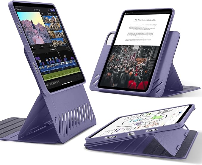 ESR for iPad Pro 12.9 Case (6th/5th Generation 2022/2021) Removable Magnetic Cover Adjustable Portrait/Landscape Stand with Raised Display View 9 Standing Angles Shift Series Purple