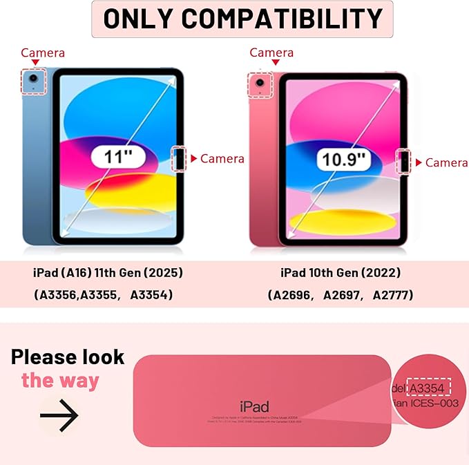 Case for iPad A16 11-inch (2025) &amp iPad 10th Gen 10.9-inch (2022) HD Screen Protector Strong Military-Grade Full-Body Shockproof Protection 360° Rotating Handle Strap &amp Shoulder Strap Pink