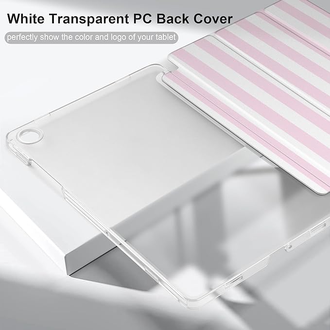 DONGKE Case for Samsung Galaxy Tab A11 Plus A11+ 11 inch (2025/2026) &amp Tab A9 Plus A9+ 11 inch (2024/2023) Slim Smart Stand Cover with Translucent Hard Back Auto Wake/Sleep - Pink Stripes