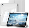 for iPad (A16) 11th Generation Case 11 Inch 2025 iPad 10th Generation Case 10.9 Inch 2022 with Pencil Holder Trifold Stand Protective Cover Hard PC Clear Back Auto Wake/Sleep Gray