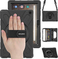 BRAECN Fire HD 10/HD 10 Plus 11th Generation 2021 CaseHeavy Duty Shockproof Protective Case with Rotating Hand StrapCarrying Shoulder StrapKickstand for Amazon Fire HD 10 / HD 10 Plus Tablet-Black