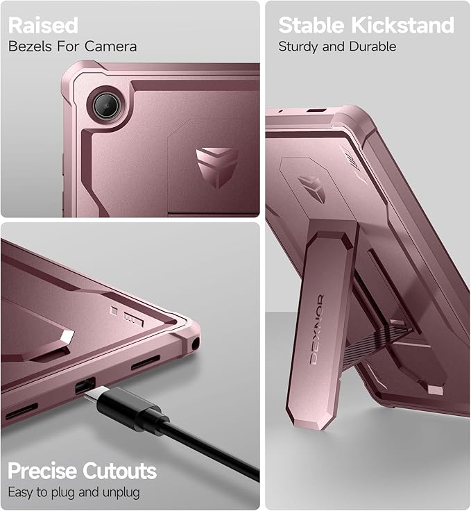 Dexnor Case for Samsung Galaxy Tab A8 10.5 Inch 2022 [Built in Screen Protector &amp Kickstand] Heavy Duty Shockproof Full Body Protective Cover for Galaxy Tab A8 Case-Pink