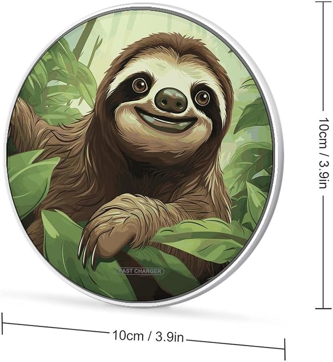 Sloths Background Wireless Charger Fast Wireless Charging Pad with USB Cable 10W Anti-Slip Magnetic Wireless Charger Portable Slim Charger Puck Travel Charging Station