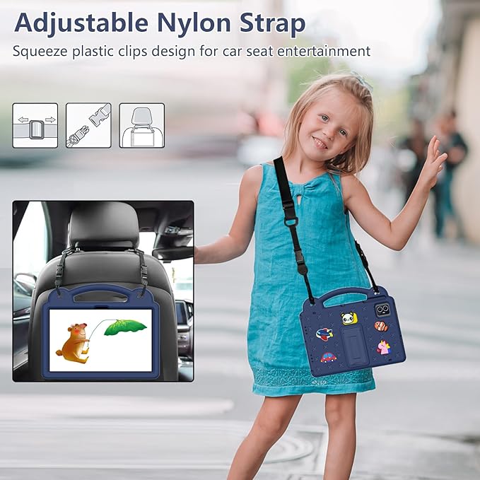 for Revvl Tab 2 Case (2025) EVA Shockproof Tablet Cover with Stand Handle Shoulder Strapfor Tmobile Revvl Tab 2 Tablet Case 10.1'' Navy
