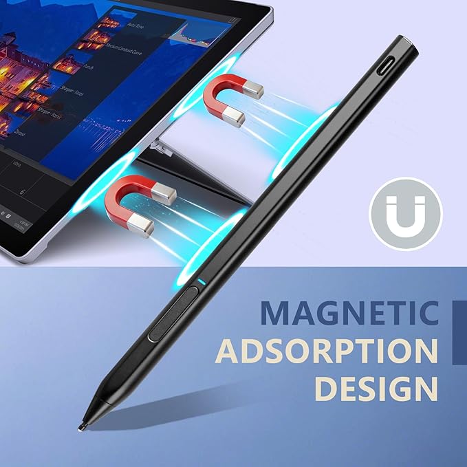 Rechargeable MPP 2.0 Tilt Pen for HP 2-in-1 Touchscreen LaptopsGenuine Digital Stylus Pen for HP Envy X360/Pavilion X360/Spectre X360 with 4096 Pressure Sensitivity and Palm RejectionBlack